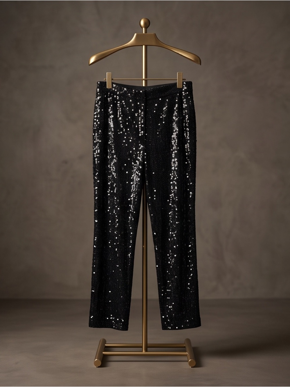 Cable & Gsuge - Black Sequin Stretch Pants - Women's Evening Trousers Party Fab